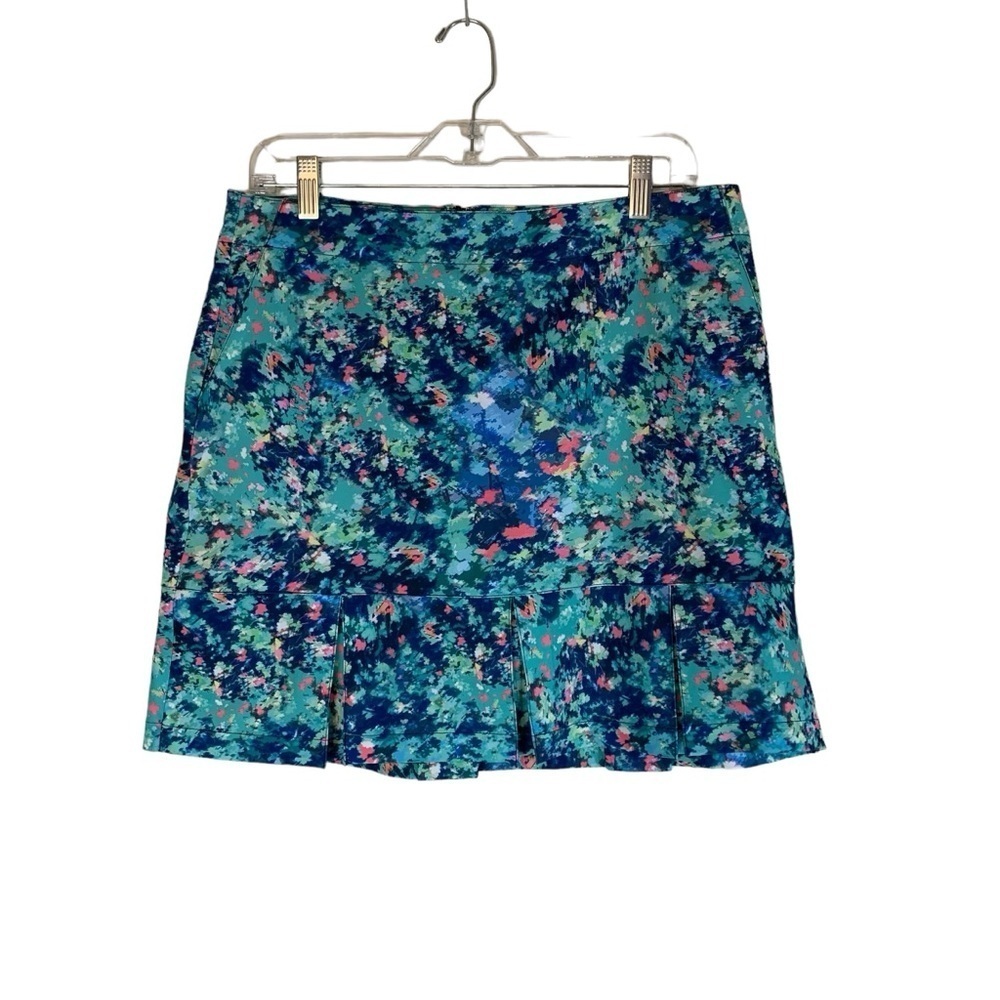 Lady Hagen Pleated Hem Blue Floral Print Golf Skort - Sz 8